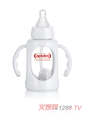愛哺生120ml好順暢標(biāo)準(zhǔn)玻璃奶瓶（握把吸管）