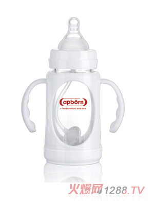 愛哺生180ml好順暢寬口玻璃奶瓶（握把吸管）