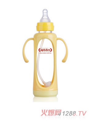 愛哺生240ml好順暢標(biāo)準(zhǔn)玻璃奶瓶（握把吸管）