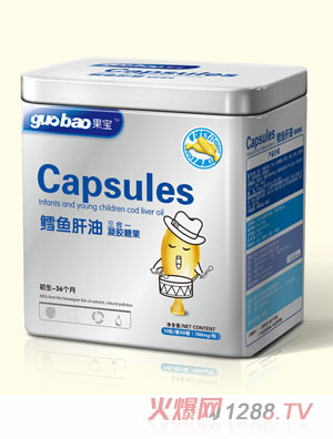 果寶鱈魚肝油三合一凝膠糖果罐