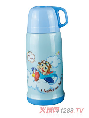 樂(lè)蓓藍(lán)色光面卡通保溫杯