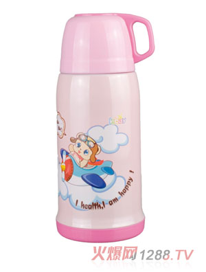 樂(lè)蓓紅色光面卡通保溫杯