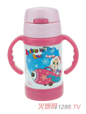 樂(lè)蓓紅色卡通保溫水杯