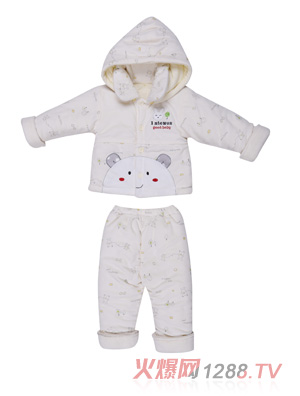 嬰特網(wǎng)清新小伙伴水晶絨可脫帽前開(kāi)套