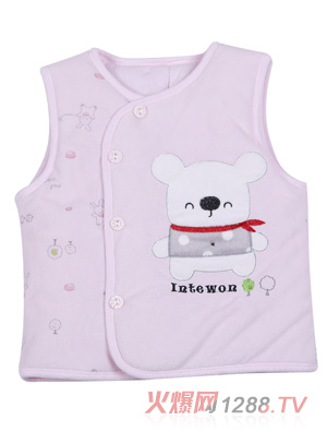 嬰特網(wǎng)清新小伙伴水晶絨偏開(kāi)馬夾