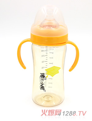 博士小帽PPSU有柄自然親子寬口徑黃金奶瓶300ml黃色