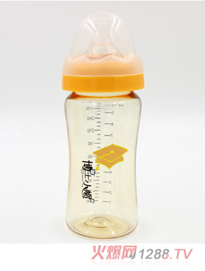 博士小帽PPSU自然親子寬口徑黃金奶瓶300ml黃色