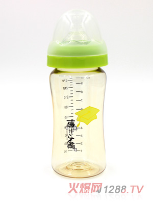 博士小帽PPSU自然親子寬口徑黃金奶瓶300ml綠色