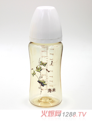 海米PPSU蕾絲印花寬口自動奶瓶300ML白色