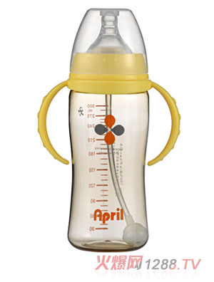 愛普麗PPSU寬口弧形奶瓶300ml黃色