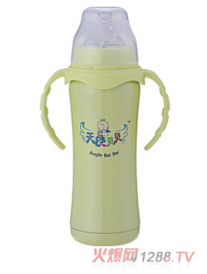天使貝貝yinge不銹鋼奶瓶綠色