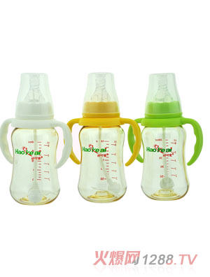 好可愛標(biāo)口自動(dòng)吸管弧形奶瓶80ml