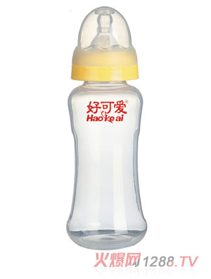好可愛標(biāo)口弧形奶瓶300ml