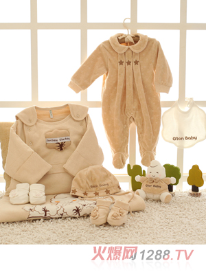 棉果果彩棉多功能睡袋翻領(lǐng)哈衣遮陽(yáng)帽套裝