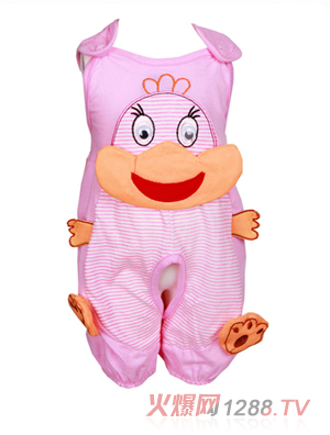 小貝殼純棉連身衣爬服(粉)