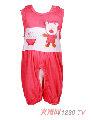 小貝殼純棉連身衣爬服(紅)