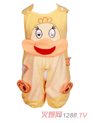 小貝殼純棉連身衣爬服(黃)