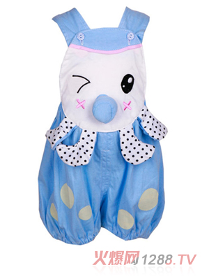 小貝殼純棉連身衣爬服(藍(lán))