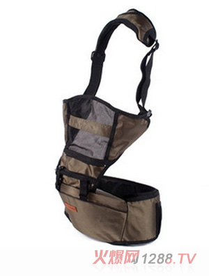 萌孩兒背帶款抱嬰腰凳-軍綠色