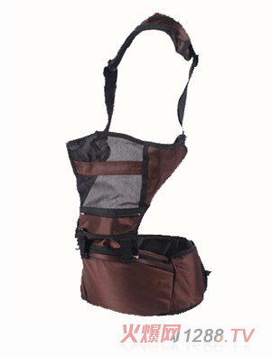 萌孩兒背帶款抱嬰腰凳-咖啡色