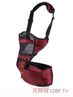 萌孩兒背帶款抱嬰腰凳 紅色