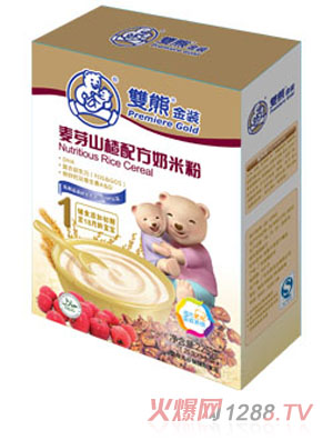雙熊金裝麥芽山楂配方奶米粉1段盒裝