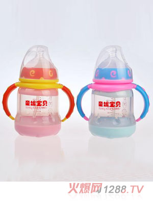 童妮寶貝帶手柄晶鉆玻璃奶瓶