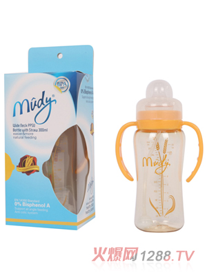 麥地寬口自動(dòng)PPSU奶瓶(帶手柄)300ML