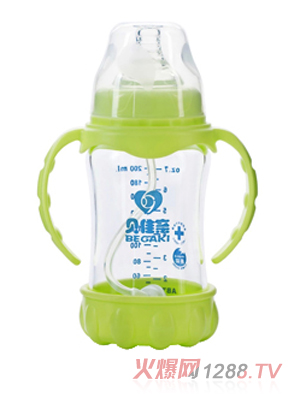 貝佳親200ML寬口防摔晶鉆玻璃奶瓶