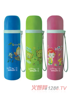 可娃兒童不銹鋼保溫保冷帶提繩水水壺500ML
