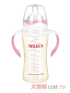貝樂嘉粉色雙柄yinge硅膠奶瓶270ml