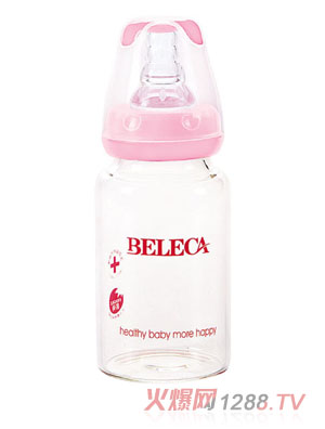 貝樂(lè)嘉粉色yinge無(wú)柄玻璃奶瓶