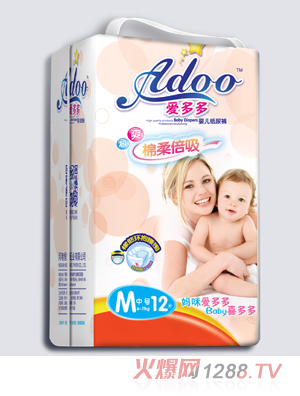 愛(ài)多多棉柔倍吸yinge紙尿褲M碼12片