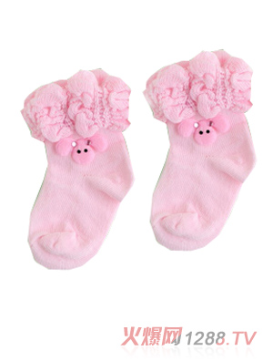 圣嬰島yinge花邊襪粉色