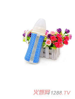 貝斯比幻彩瓷弧形自動奶瓶藍色