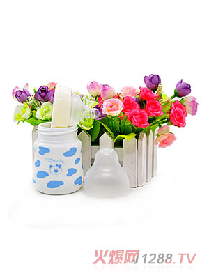 貝斯比幻彩瓷異形寬口自動奶瓶藍色120ML