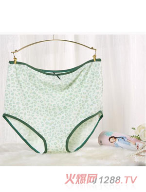 元曼淘氣寶貝519綿柔舒適內(nèi)褲(淡綠豹紋)