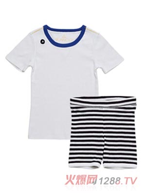 Blanc101家居服夏裝海軍藍(lán)條紋