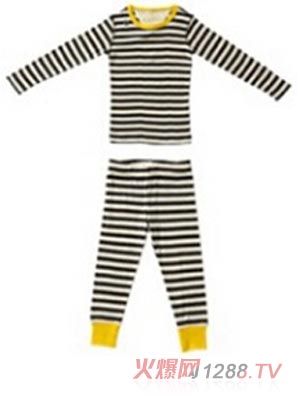 Blanc101家居服鐵灰條紋色