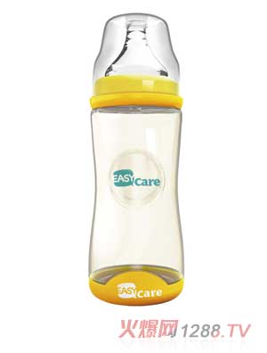 伊斯卡爾260mlPPSU寬口徑感溫奶瓶(黃)