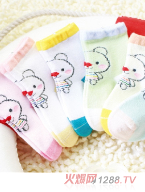 金色小魚(yú)精梳棉嬰童襪(0--1歲)