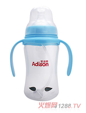愛迪熊300ml寬口有耳感溫自動PP奶瓶