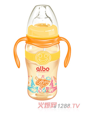 愛(ài)樂(lè)寶300mlPPSU寬口感溫自動(dòng)奶瓶桔色