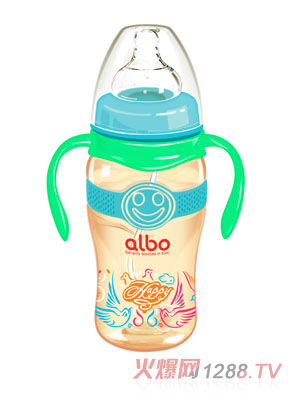 愛(ài)樂(lè)寶300mlPPSU寬口感溫自動(dòng)奶瓶綠色
