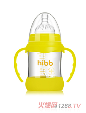 浩一貝貝防摔自動(dòng)玻璃奶瓶黃色150ml
