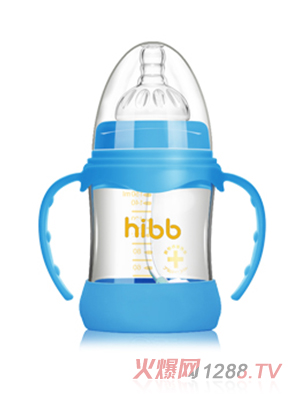 浩一貝貝防摔自動(dòng)玻璃奶瓶藍(lán)色150ml