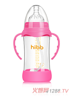 浩一貝貝防摔自動(dòng)玻璃奶瓶紅色240ml