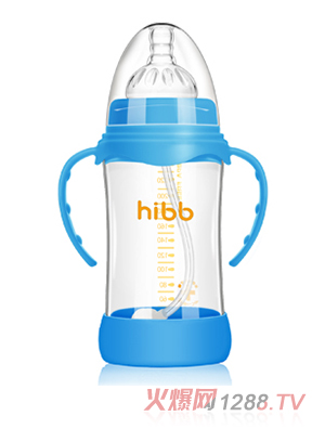 浩一貝貝防摔自動(dòng)玻璃奶瓶藍(lán)色240ml