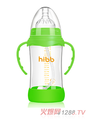 浩一貝貝防摔自動(dòng)玻璃奶瓶綠色240ml
