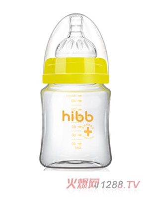 浩一貝貝寬口玻璃奶瓶黃色150ml